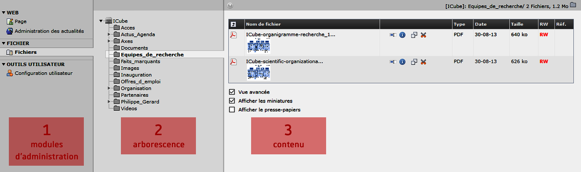 TYPO3 version 4.5 - Interface de gestion des fichiers