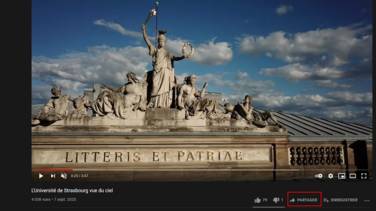 Clic sur l'onglet "Partager" sous la vidéo sur Youtube