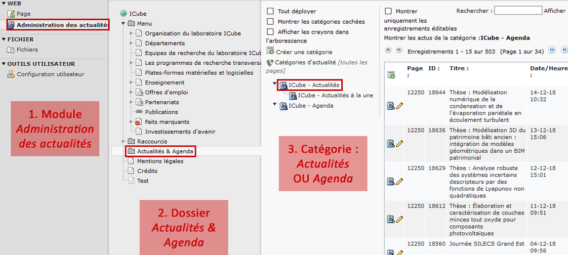 TYPO3 version 4.5 - 3 clics pour saisir une actualité ou un événement