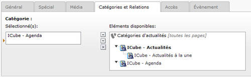 TYPO3 version 4.5 - Nouvel événement : onglet Catégories et relations